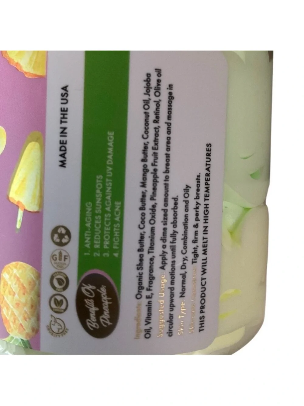 Aminnah Pineapples Body Butter 8oz NEW Fineapples